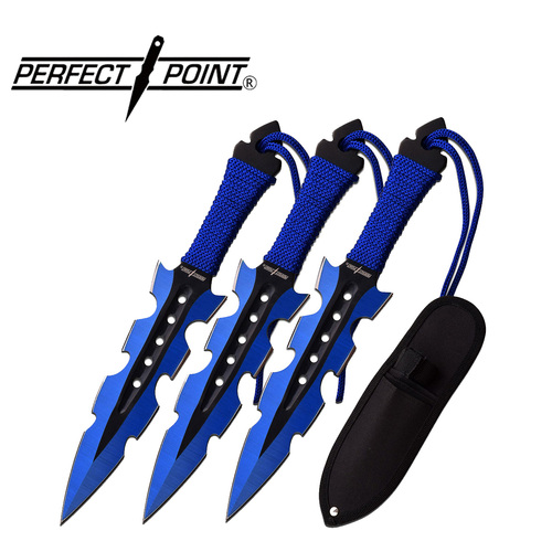 Perfect Point Blue & Black Two Tone Blades Throwing Knives - K-PP-110-3BL