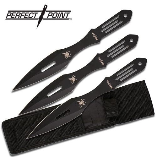 Perfect Point Black Spider Throwing Knives - 3pk - K-PP-598-3BSP
