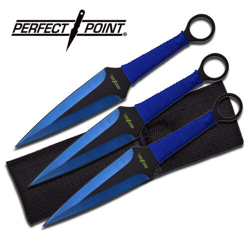 Perfect Point Blue Dagger Throwing Knife Set - K-PP-869-3BL