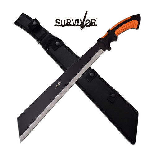 Survivor Black & Orange Reverse Tanto Machete - K-SV-MHT001-1