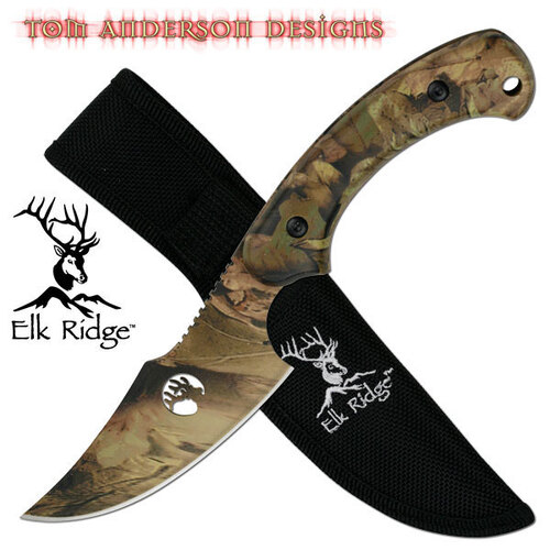 Elk Ridge Camo Fixed Blade Hunting Knife - K-TA-28