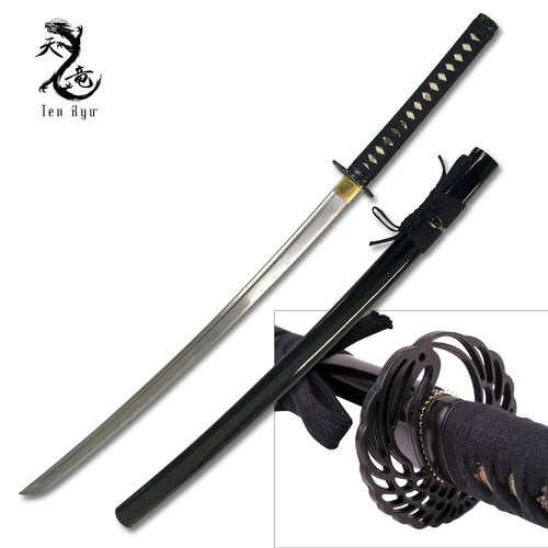 Ten Ryu Handmade Samurai Sword - Black - K-TR-038