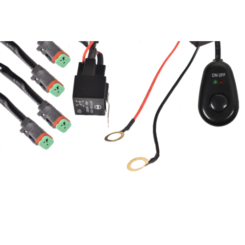 eXterrain Light Bar Wiring Loom with 4 x Connectors (2 pin DT) - LOOM4