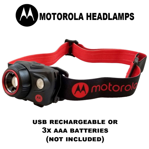 Motorola Adjustable Focus 580Lm Headlamp With Red LED Dual Power MHP580