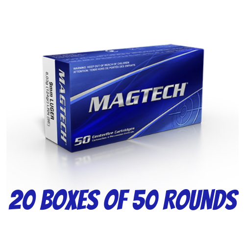 Magtech 9mm Luger 124 grain LRN - 20 Boxes of 50 Rounds - 9E