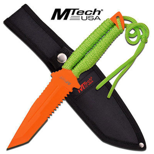M-Tech USA Fluro Fixed Blade Knife Tactical & Military - MT-20-52OG