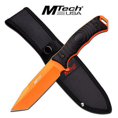 M-Tech USA Neon Orange Tanto Fixed Blade Knife Tactical & Military - MT-20-70TO