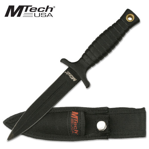 MTech 7" Double Edge Black Blade Boot Knife With Sheath - MT-206BK