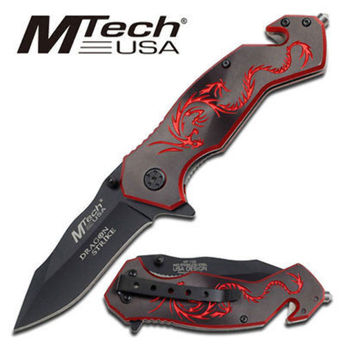 MTech USA Red Dragon Strike Folding Knife Tactical & Military - MT-759BR