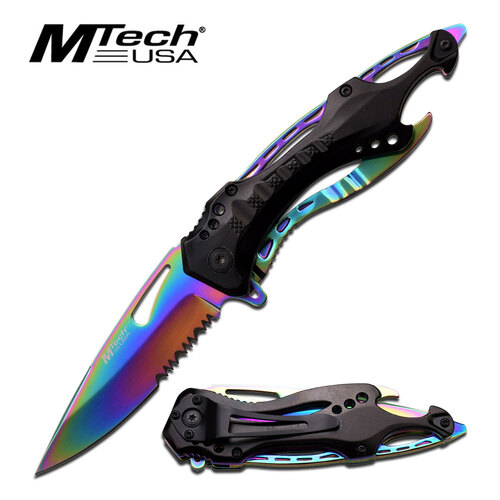 Mtech USA Black Folding Lock Knife W/Bottle Opener - MT705