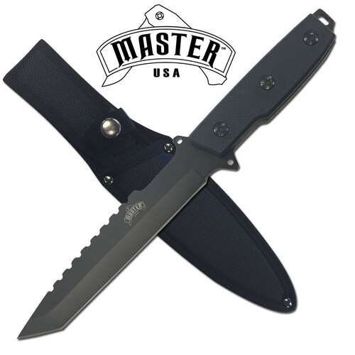 Master 11.5" Tanto Fixed Blade Hunting Knife - Black - MU-1140BK