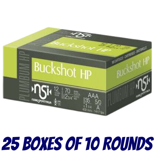 Nobel Sport Italia Buckshot HP 12ga 1417 FPS #AAA 45 Pellet - 250 Rounds - NS-BHP12AAA-250PK