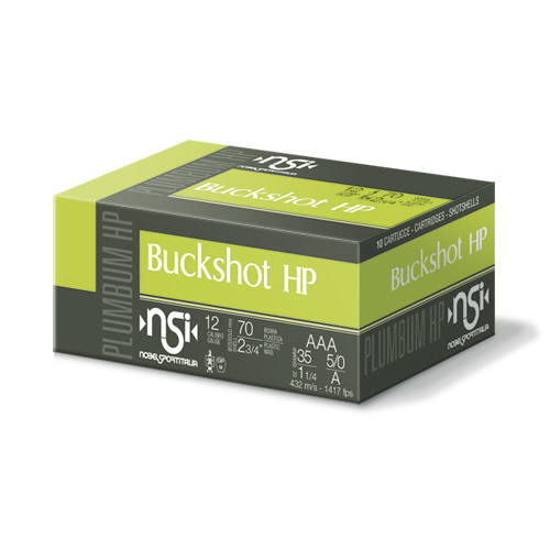 Nobel Sport Italia Buckshot HP 12ga 1417 FPS #AAA 45 Pellet - 10 Rounds - NS-BHP12AAA