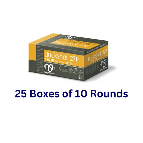 Nobel Sport Italia Buckshot HP 12ga 1417 FPS #SSG/0000 27 Pellet - 250 Rounds - NS-BHP12SSG