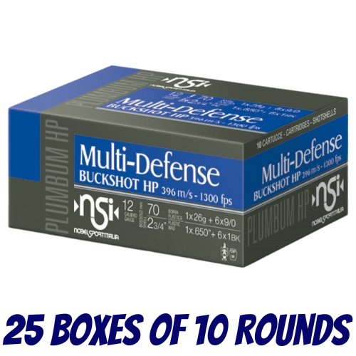 Nobel Sport Italia Multi-Defence Buckshot 12ga 1300 FPS - 250 Rounds - NS-MDB1265-250PK