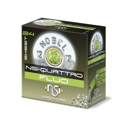 Nobel Sport Italia Quattro Fluo Skeet 12ga 24gm 1329 FPS #9.5 - 25 Rounds - NS-QFS1295