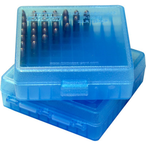 MTM 22 Caliber Ammo Box 100 Round Flip-Top - Clear Blue P-100-22-24