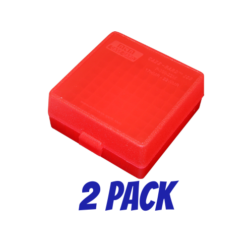 MTM 22Mag & 17HMR Ammo Box 100 Round - Clear Red P-100-22M-29 2 PACK