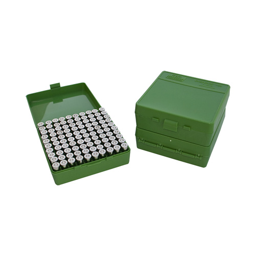 MTM Pistol Ammo Box 100 Round Flip-Top 40 S&W 10mm 45 ACP - Green P-100-45-10