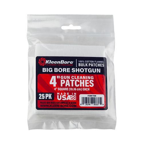 KleenBore 4" Cleaning Patches 25 pack to suit Big Bore Shotgun - P206