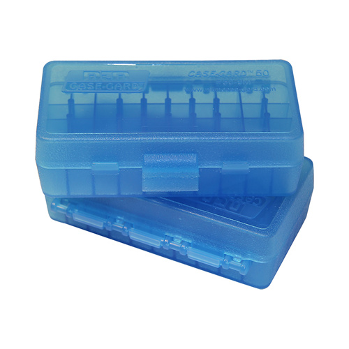 MTM Pistol Ammo Box 50 Round Flip-Top 38 Special 357 Mag Clear Blue P50-38-24