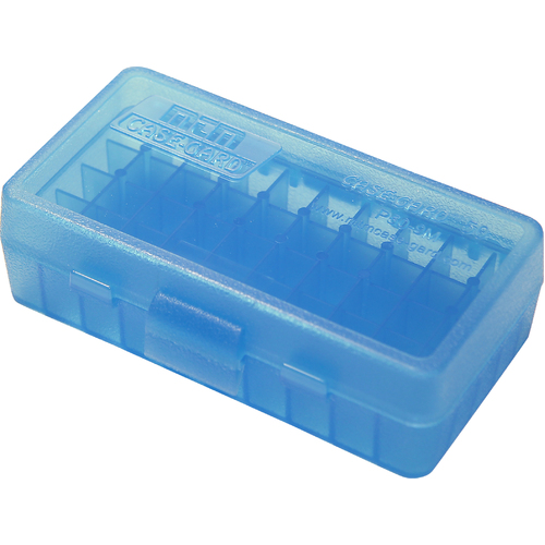 MTM Pistol Ammo Box 50 Round Flip-Top 9mm 380 ACP Clear Blue P50-9M-24