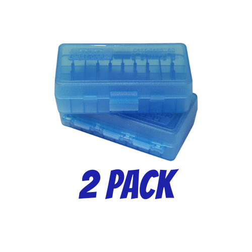 MTM Pistol Ammo Box 50 Round Flip-Top 9mm 380 ACP Clear Blue P50-9M-24 Twin Pack