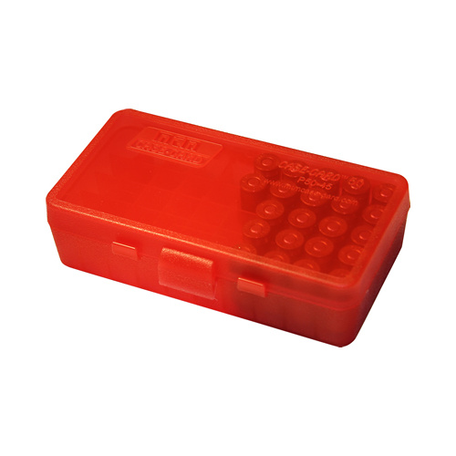 MTM Pistol Ammo Box 50 Round Flip-Top 9mm 380 ACP Clear Red P50-9M-29