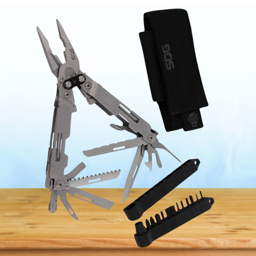 SOG PowerAccess Deluxe Stone Wash 21 Function Multi-Tool w/HEX Bit Kit PA2001-CP
