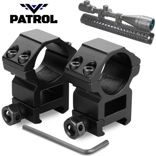 Patrol 2PCS High Profile 1''/25.4mm Riflescope Mount Rings for 20mm Weaver Picatinny Rail