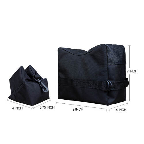 Patrol Unfilled Front & Rear Gun Target Rest / Bench Rest Shooting Bag Set - Black