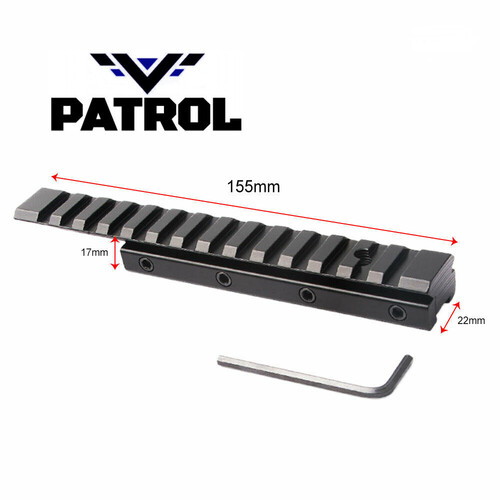 Patrol 11mm Dovetail to 20mm Picatinny Extend Rail Base Mount Adapter 155mm