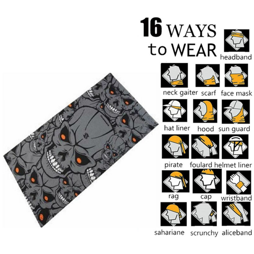 Patrol Adults Tube Scarf / Balaclava / Neck Warmer - Grey Skull