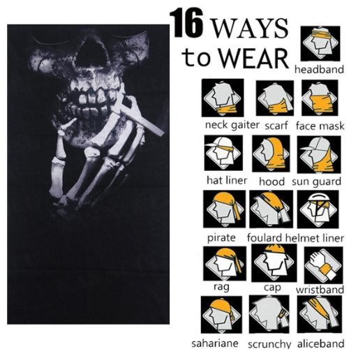 Patrol Adults Tube Scarf / Balaclava / Neck Warmer - White Skull & Hands