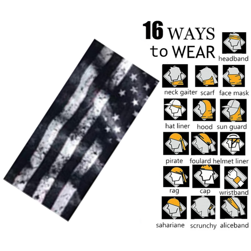 Patrol Adults Tube Scarf / Balaclava / Neck Warmer - B&W American Flag