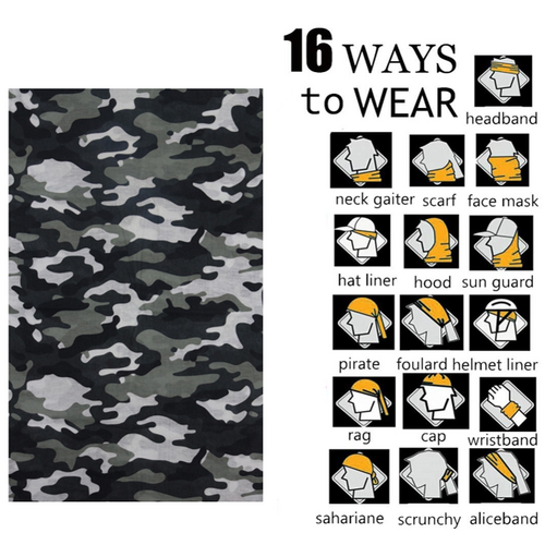 Patrol Adults Hunting Tube Scarf / Balaclava / Neck Warmer - Grey Woodland Camo