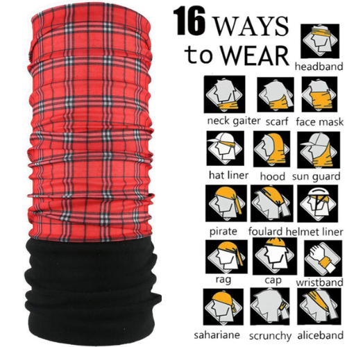 Patrol Adults Polar Fleece Tube Scarf / Balaclava / Neck Warmer - Red Check