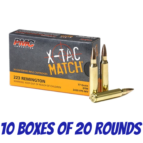 PMC 223 Remington 77gr OTM X-TAC Match - 200pk - 10 Boxes of 20 Rounds - 223XM