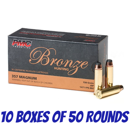 PMC 357 Magnum 158gr JSP - 500pk - 10 Boxes of 50 Rounds - 357A