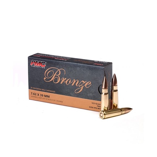 PMC 7.62x39mm 123 Grain FMJ Bronze Line Ammunition - 20 Pack - PMC762A