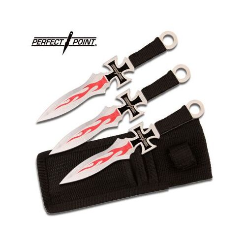 Perfect Point Chopper Red Flame 7" Throwing Knives 3 Piece Set - PP-020-3