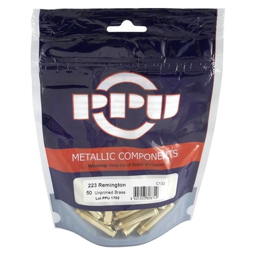 PPU Unprimed Brass Cases - 223 Remington - 50 Pack
