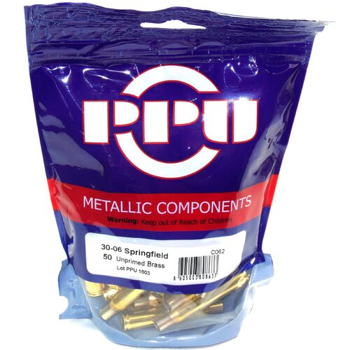 PPU Unprimed Brass Cases - 30-06 Springfield - 50 Pack