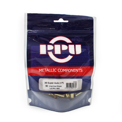 PPU Unprimed Brass Cases - 38 Super + P - 50 Pack