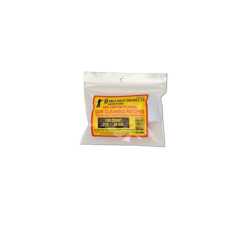 Pro-Shot  270-38 Cal Cotton Flannel SQUARE Cleaning Patches 100CT - 102