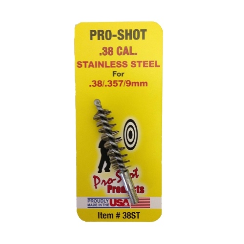 Pro-Shot 9mm/.38 Caliber/.357 Caliber Stainless Steel Pistol Bore Brush  - 38ST