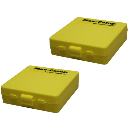 Max-Comp Pistol Ammo Box SML 100 Rnd Flip-Top 9mm 2 Pack - Yellow - PTAB0012PK