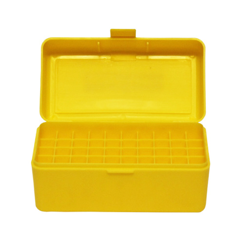 Max-Comp Rifle Ammo Box - 50 Round Flip-Top 223 Rem 204 Ruger - Yellow - PTAB004