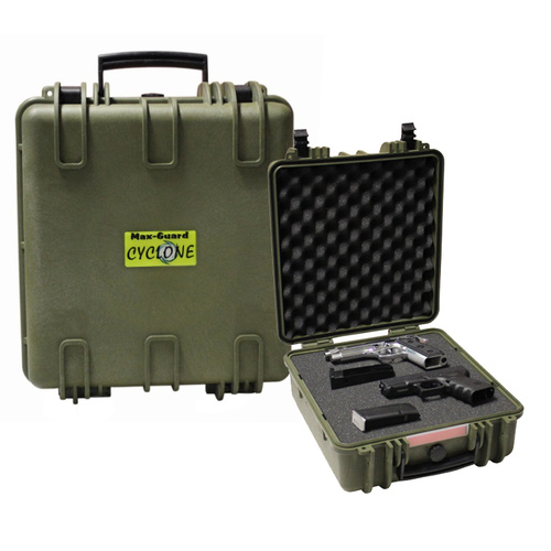 Max-Guard Cyclone Series Extra Long Pistol Hard Case - Green - 36cm x 42cm x 19.5cm - PTHPC005-G