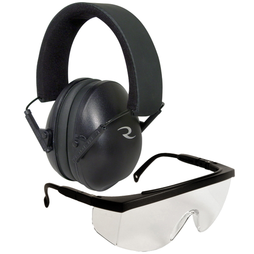 Radians Lowset Combo Slim Line Earmuffs (Black) and Clear Protection Eye-Glasses - RD-LS0100CKCS